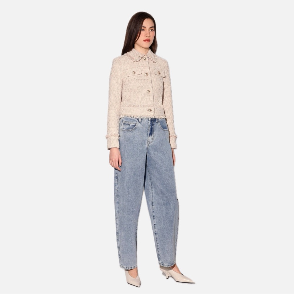 WALTER BAKER Declan Baja Tweed Boxy-Fit Jacket cream color - Picture 4 of 15